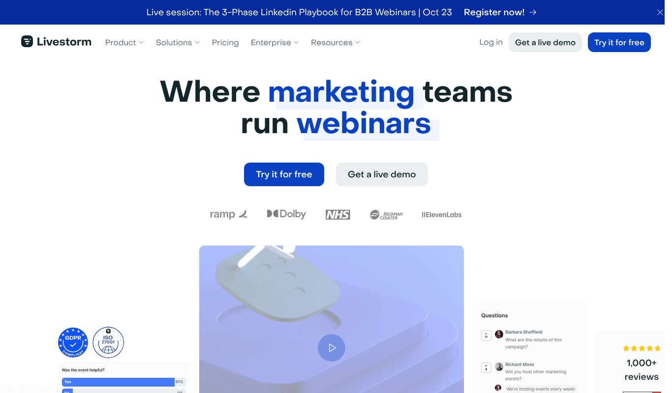 Livestorm homepage