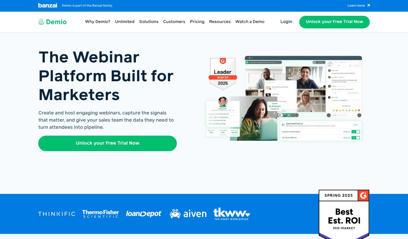 Demio homepage