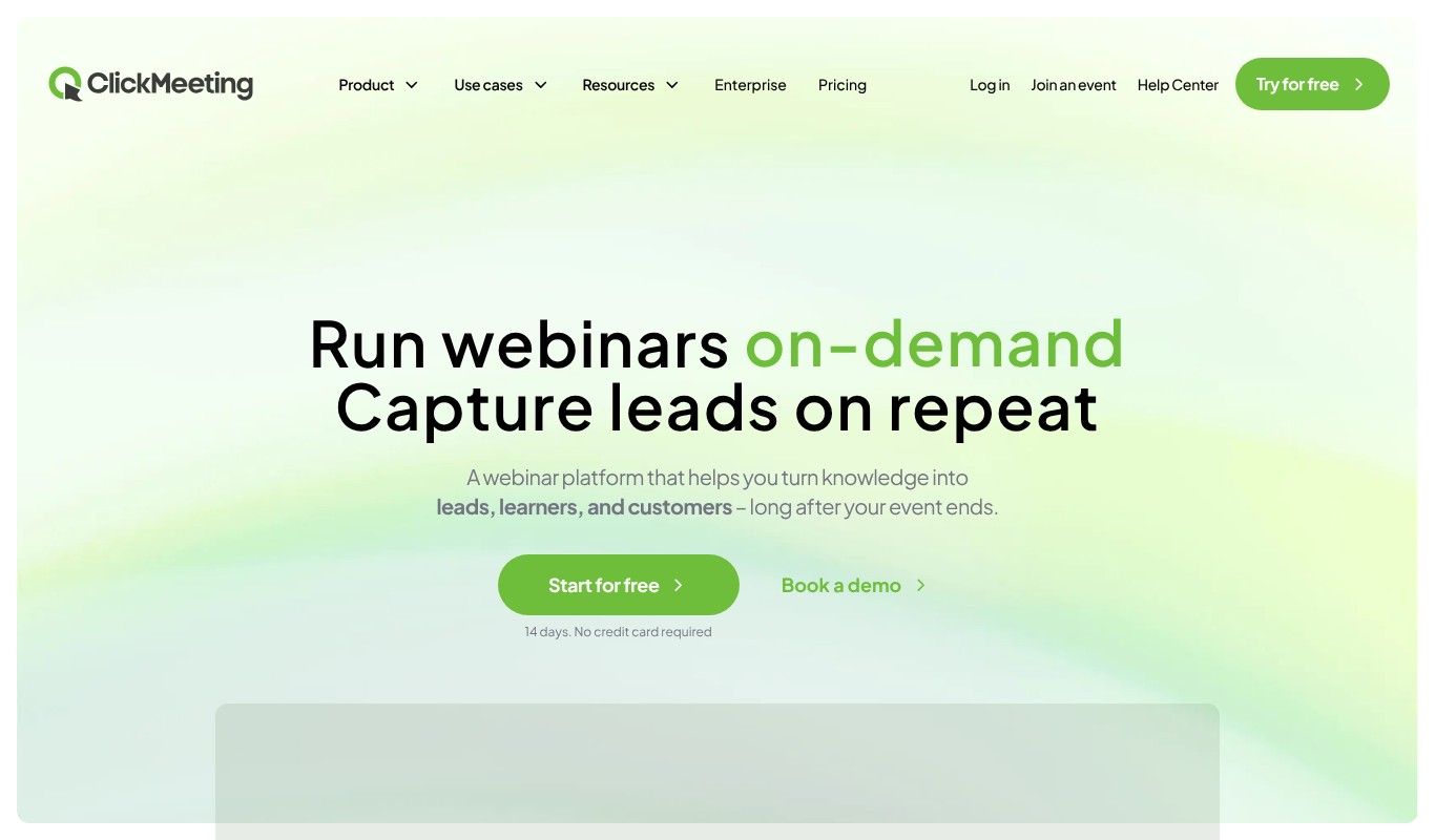 ClickMeeting homepage